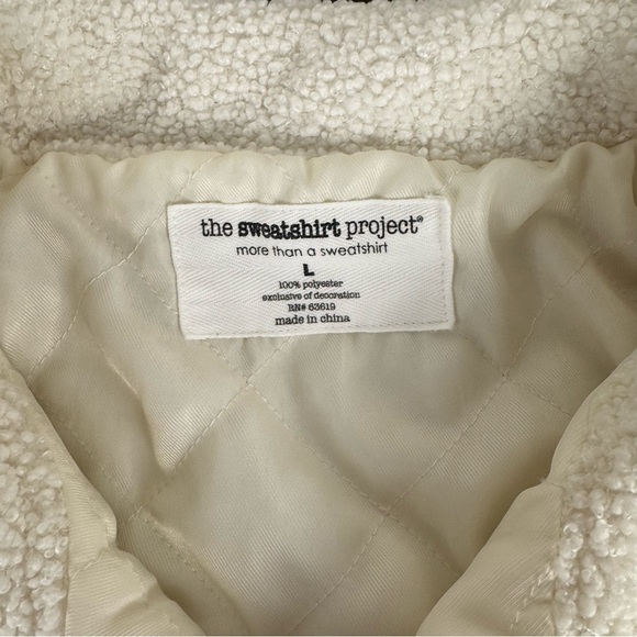 The Sweatshirt Project Sherpa Fleece Jacket Women’s Large Ivory - Picture 3 of 7